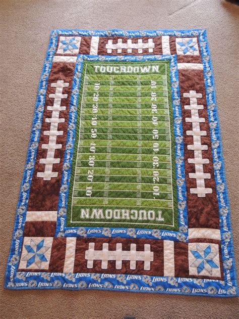 Football Quilt For My Lions Fan Nephew Football Quilt Sports Quilts