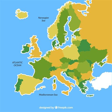 Free Vector Map Of Europe With Colors In Flat Style