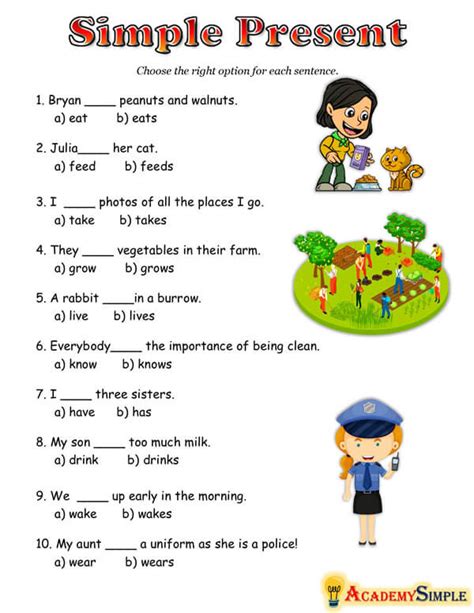 English Simple Present Tense Worksheet Adding S To Verbs