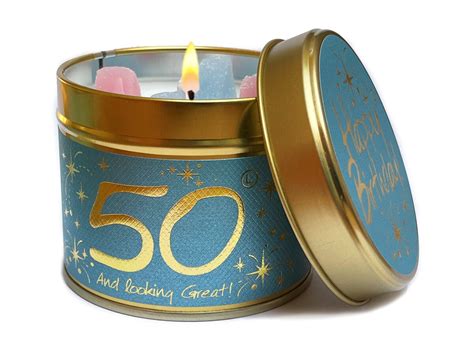 Happy Birthday 50th Scented Candle Tin Ts Under £10 Lily Flame