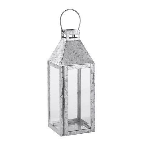 Hampton Bay 14 In Galvanized Metal And Glass Outdoor Patio Lantern Hd19016s The Home Depot