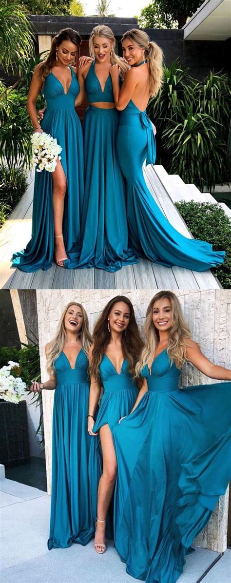 2019 Fall Teal Mismatched Long Sexy Bridesmaid Dresses Gdc1074 Dolly Gown