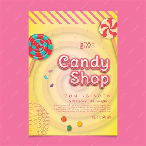 Free Vector Candy Shop Flyer Template