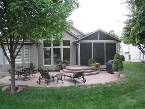 Screened Porch And Paver Patio In Overland Park Ks Traditional