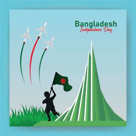 Happy Bangladesh Independence Day Vector Illustration With National