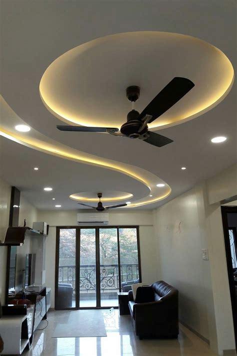 False Ceiling Design For Living Room With Two Fans Awesome Home