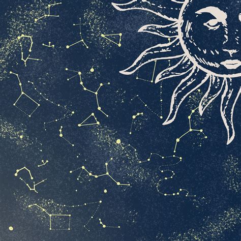 Sun Night Sky Stars Constellation Art Design Drawing