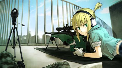 papel de parede anime meninas anime rifle de atirador furtivo snipers material de íris