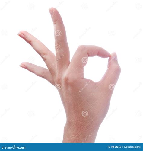 Hand Of Woman Making Gesture Ok Or Okay On White Stock Photos Image