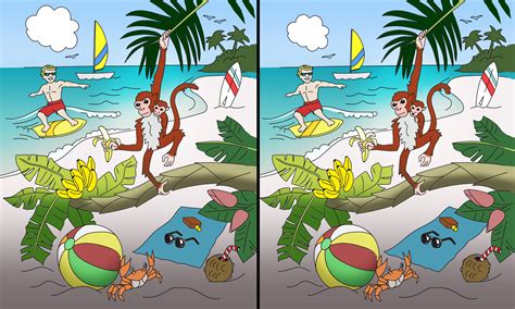 Can You Spot 10 Differences In This Balmy Tropical Beach Scene Yes