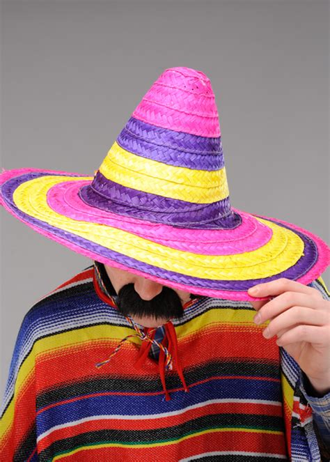 Mens Large Bright Mexican Sombrero Hat