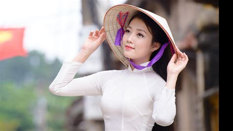 Wallpaper Asian Girl Hat White Dress 3840x2160 Uhd 4k