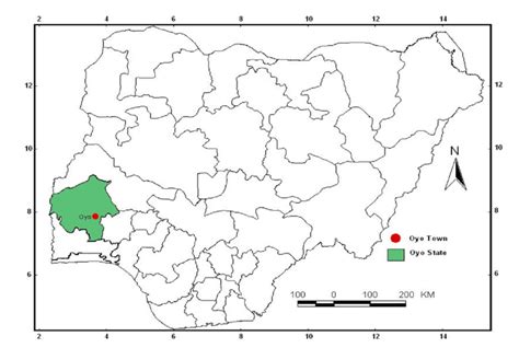 Map Of Nigeria Showing Oyo State And Oyo Town Download Scientific