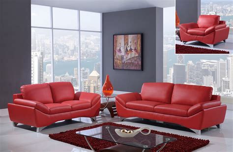 Living Room Red Leather Chairs 2 Pcs Red Leather Sofa Set Yes Total Relaxation Is Yours
