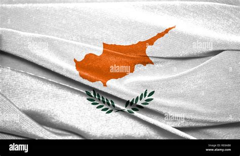 Realistic Flag Of Cyprus On The Wavy Surface Of Fabric Perfect For