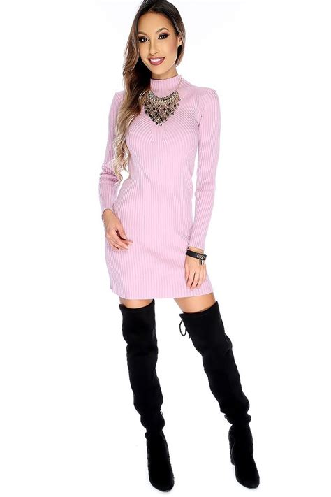 show off your figure in this sexy sweater dress it features bold color mock neck knitted