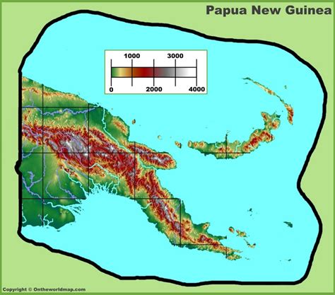 Papua New Guinea Physical Map Ontheworldmap