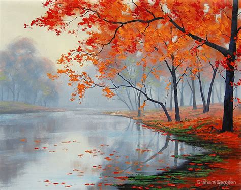 Autumn Lake By Graham Gercken Lake Painting Autumn Painting Oil