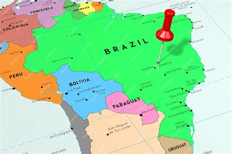 Capital Do Brasil Brasília Fixada No Mapa Político Foto Premium