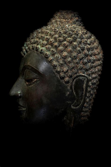 19c Bronze Chiangsang Buddha Head Bb307