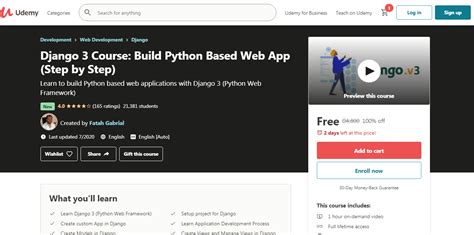 Web development in python courses from top universities and industry leaders. Free Django 3 Course: Build Python Based Web App ...