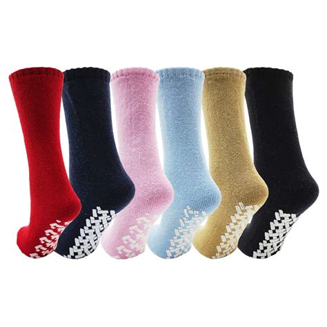 Winterlace Anti Slip Slipper Socks 6 Pairs Gripper Bottom Unisex