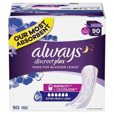 Always Discreet Plus Incontinence Pads Extra Heavy Absorbency Long