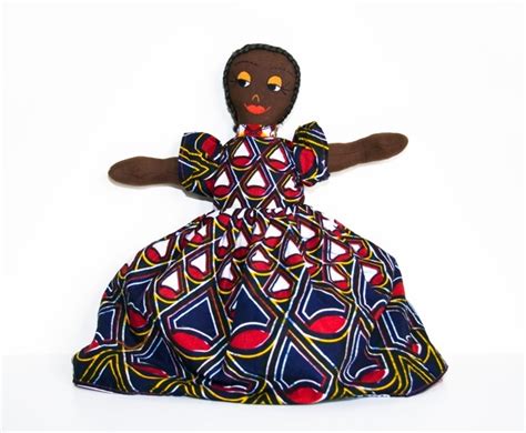 Handmade African Doll In Traditional Fabrics And Recycled Materials
