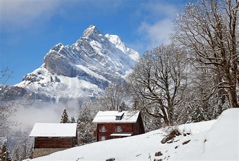 Winter In Swiss Alps Braunwald Glarus Switzerland Stock Image