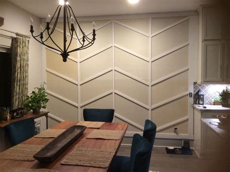 A lovely way to enhance the walls of your home is by adding wainscoting along your baseboards and walls. Chevron feature wall. Chevron wainscoting. Chevron molding ...