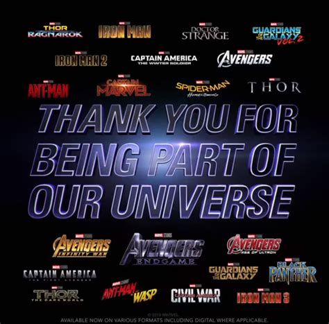 Thank You For Being Part Of Our Universe Marvel
