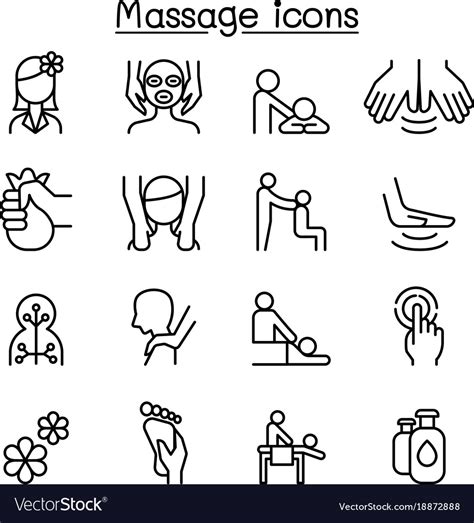 Massage Spa Icon Set In Thin Line Style Royalty Free Vector