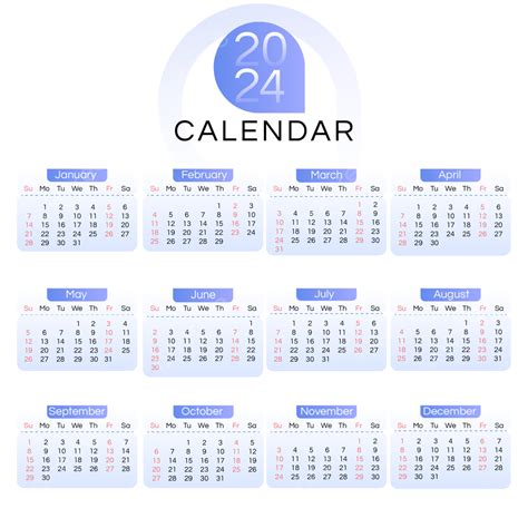 Kalender 2024 Sederhana Biru Dan Putih Dua Ribu Dua Puluh Empat Bulan
