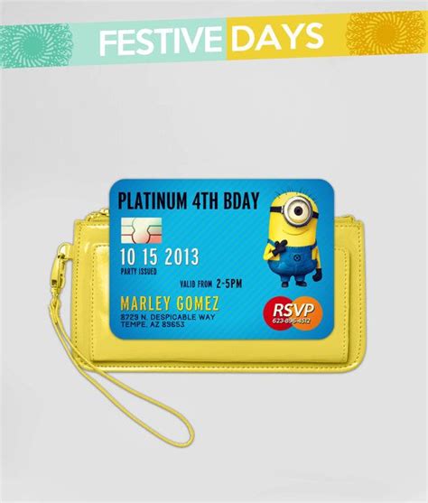 Credit cards are one of the best financial tools you have at your disposal, if used correctly. 5x7 Invitation - Credit Card design - Despicable Me Minion - DIY Printable - Birthday Party ...
