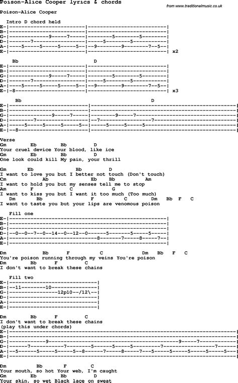 Love Song Lyrics Forpoison Alice Cooper With Chords