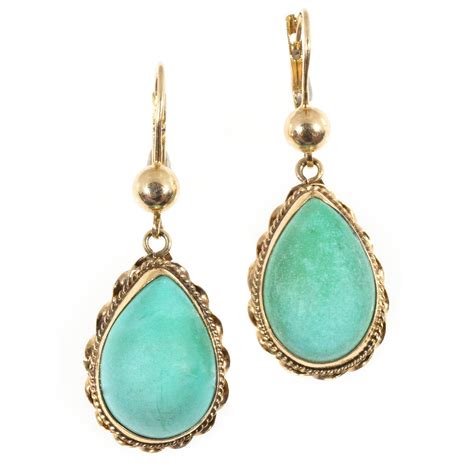 Natural Turquoise Pink Gold Dangle Earrings At 1stdibs