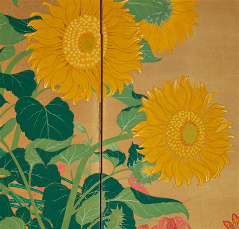 Japanese Two Panel Screen Summer Flowers Naga Antiques