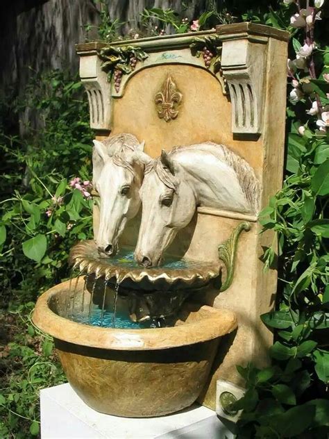 2 Horses Fountain Backyard Water Fountains Fountains Outdoor Garden