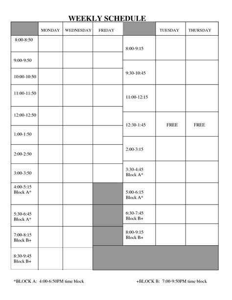 7 Best Images Of Free Printable Blank Schedule Forms Free Printable