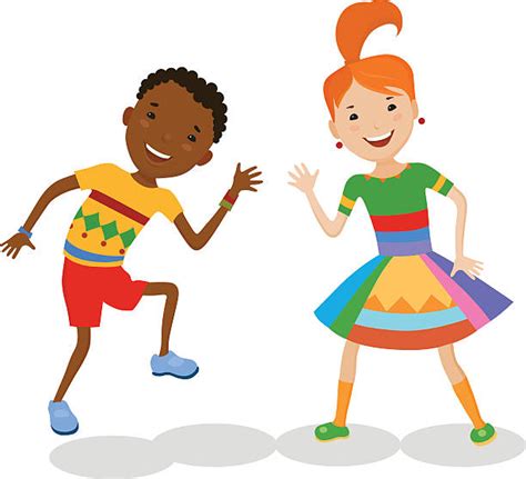Little Black Kids Dancing Cartoons Clip Art Vector Images