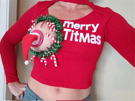 Sexy Ugly Christmas Sweater Multi Size Crop Top Merry Etsy