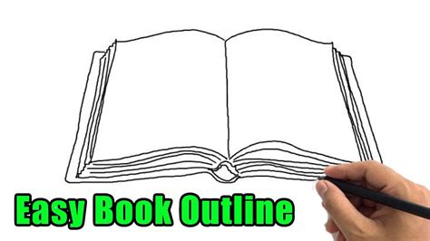 How To Draw A Book Sketch Step By Step Open Book Outline Drawing For