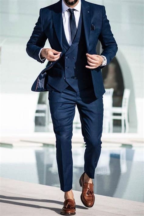 Navy Blue Men Suit Wedding Suits Piece Groom Wear Body Etsy In