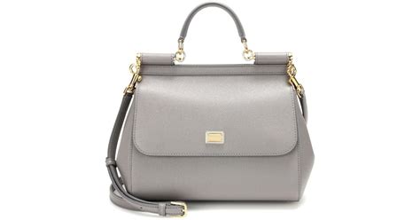 Dolce Gabbana Sicily Medium Leather Shoulder Bag In Grey Gray Lyst