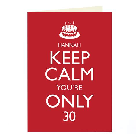 Buy Personalised Birthday Card Keep Calm Youre Only Editable Age