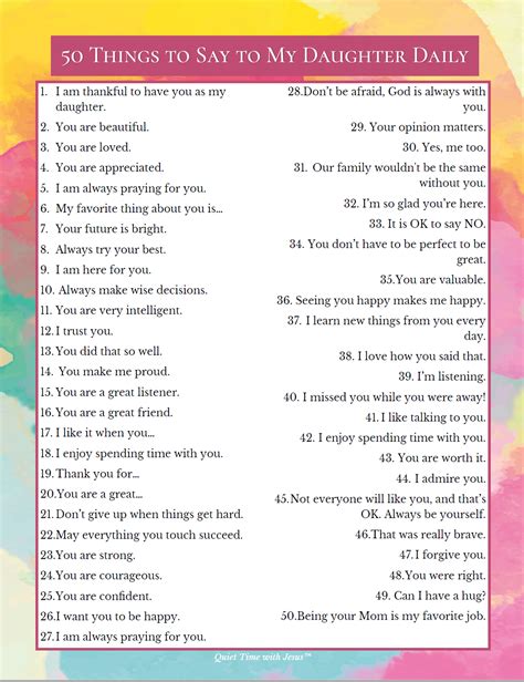 50 Things To Say To Your Daughter Sincerely Victoria