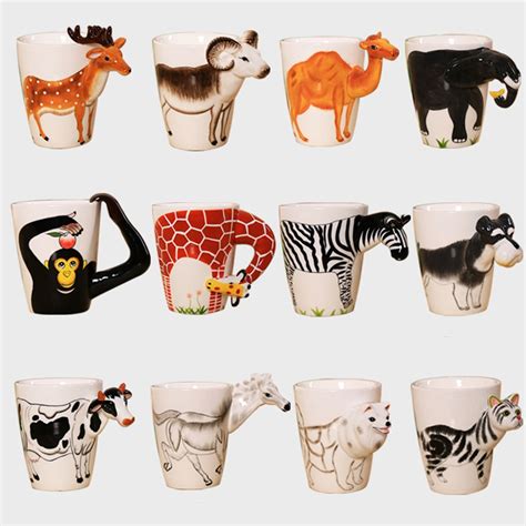 Cute Animal Cups Juice Mug 3d Animal Shape Mugs Hand Painted Deer