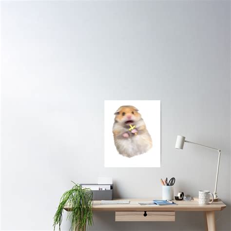 Scared Hamster With Cross Meme Funny Screaming Hampster Memes Poster