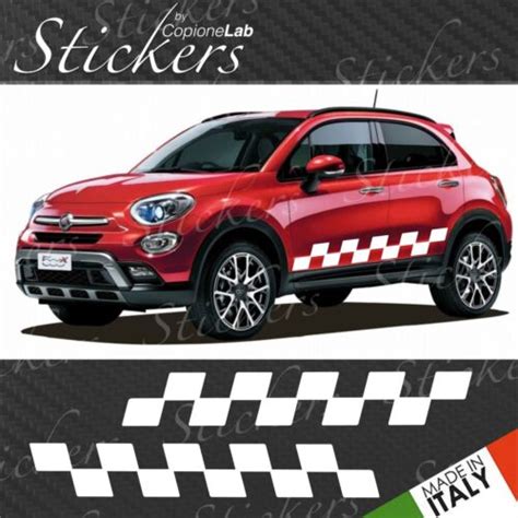 Strisce Adesive Fiancate Laterali Fiat 500x Fasce 500 X Scacchi Big Ebay