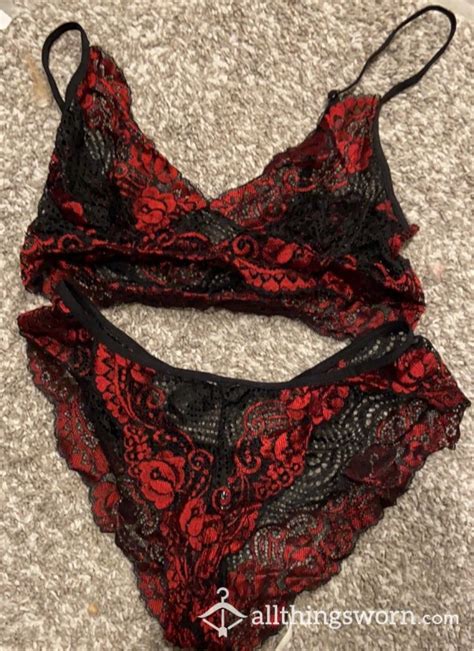 buy s y red and black lace 2 piece lingerie set